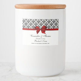 ヴィンテージの黒く白いダマスク織赤いHの食糧ラベル フードラベル