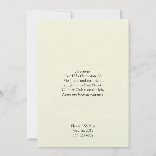 ヴィンテージの黒く、クリーム色のダマスク織の結婚式招待状 招待状 (裏面)