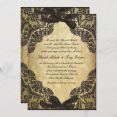 ヴィンテージの黒く、クリーム色のレース 招待状 (正面/裏面)