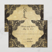 ヴィンテージの黒く、クリーム色のレース- RSVP (正面/裏面)