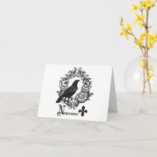 ヴィンテージの黒のハロウィンのモダンなカラス カード (黄色い花)