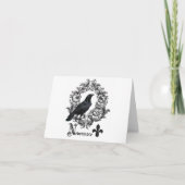 ヴィンテージの黒のハロウィンのモダンなカラス カード (正面)