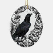 ヴィンテージの黒のハロウィンのモダンなカラス セラミックオーナメント (右)