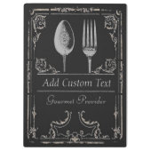 ヴィンテージの黒の上品で華美な銀のスプーンのフォーク クリップボード (裏面)