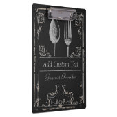 ヴィンテージの黒の上品で華美な銀のスプーンのフォーク クリップボード (右)