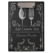 ヴィンテージの黒の上品で華美な銀のスプーンのフォーク クリップボード (正面)