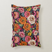 ヴィンテージの黒はっきりした色の花柄 アクセントクッション (正面(垂直))