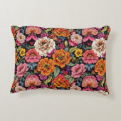 ヴィンテージの黒はっきりした色の花柄 アクセントクッション (裏面)