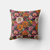 ヴィンテージの黒はっきりした色の花柄 クッション (裏面)