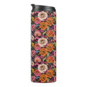 ヴィンテージの黒はっきりした色の花柄 タンブラー (回転右)