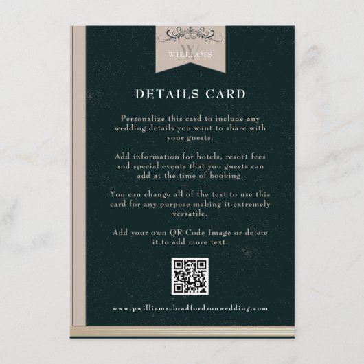 ヴィンテージの黒タンのチャプター結婚ページのカード挿入 エンクロージャーカード (正面)