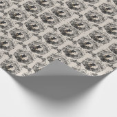 ヴィンテージの黒塗り子猫 ラッピングペーパー (角)