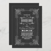 ヴィンテージの黒板が盛んにディナーのリハーサルをする 招待状 (正面/裏面)