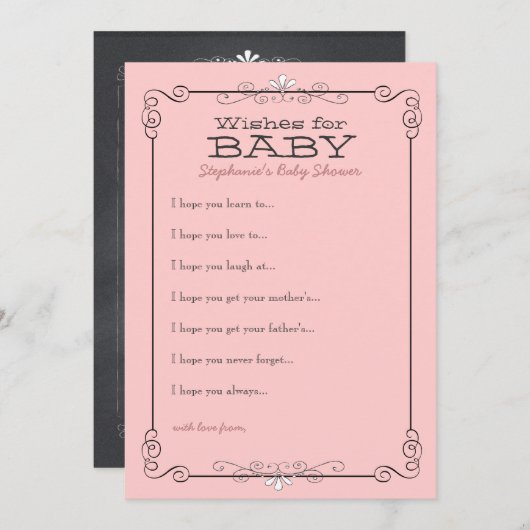 ヴィンテージの黒板が赤ちゃんのシャワーカードを願う アドバイスカード (正面/裏面)