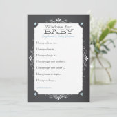 ヴィンテージの黒板が赤ちゃんのシャワーカードを願う アドバイスカード (スタンド正面)