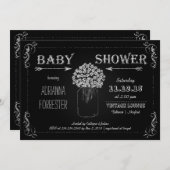 ヴィンテージの黒板によってMasonJarはベビーシャワーが開花します 招待状 (正面/裏面)