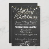 ヴィンテージの黒板のクリスマス・パーティ 招待状 (正面/裏面)