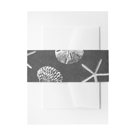 ヴィンテージの黒板のビーチの貝殻の結婚 招待状ベリーバンド (正面例)