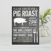 ヴィンテージの黒板のブタのローストの招待状 招待状 (スタンド正面)