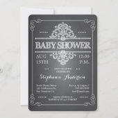 ヴィンテージの黒板のベビーシャワーのニュートラルの招待状 招待状 (正面)