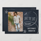 ヴィンテージの黒板の卒業の写真の保存日付 セーブザデート (正面/裏面)