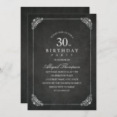 ヴィンテージの黒板の大人の第30誕生会 招待状 (正面/裏面)