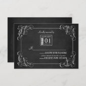 ヴィンテージの黒板の結婚式の応答カード 出欠カード (正面/裏面)