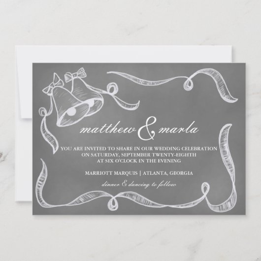 ヴィンテージの黒板の結婚式の鐘の招待状 招待状 (正面)