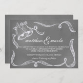 ヴィンテージの黒板の結婚式の鐘の招待状 招待状 (正面/裏面)