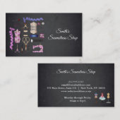 ヴィンテージの黒板の裁縫婦 名刺 (正面/裏面)