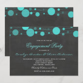 ヴィンテージの黒板の青いランタンの婚約パーティ 招待状 (正面/裏面)