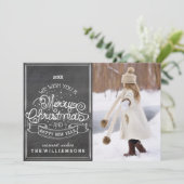 ヴィンテージの黒板の願いメリークリスマスの写真 シーズンカード (スタンド正面)