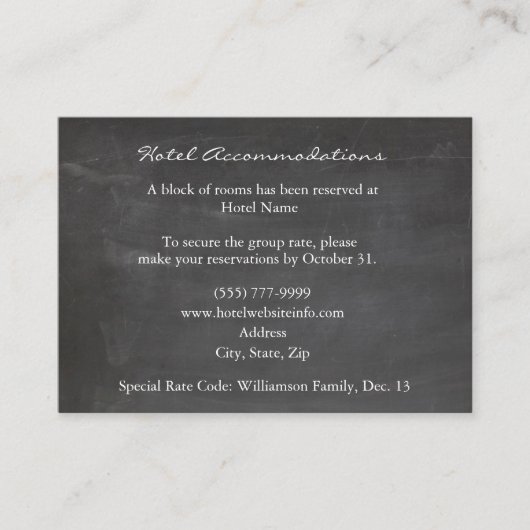 ヴィンテージの黒板の鳩のホテルのエンクロージャカード エンクロージャーカード (正面)