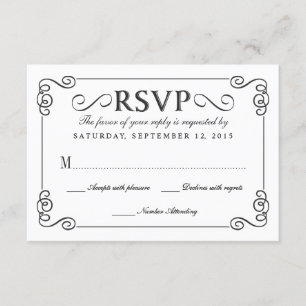 ヴィンテージの黒板エレガントな結婚RSVP 出欠カード