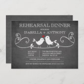 ヴィンテージの黒板愛鳥のリハーサルの夕食 招待状 (正面/裏面)