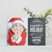 ヴィンテージの黒板%PIPE%の休日のフォトカード シーズンカード (スタンド正面)