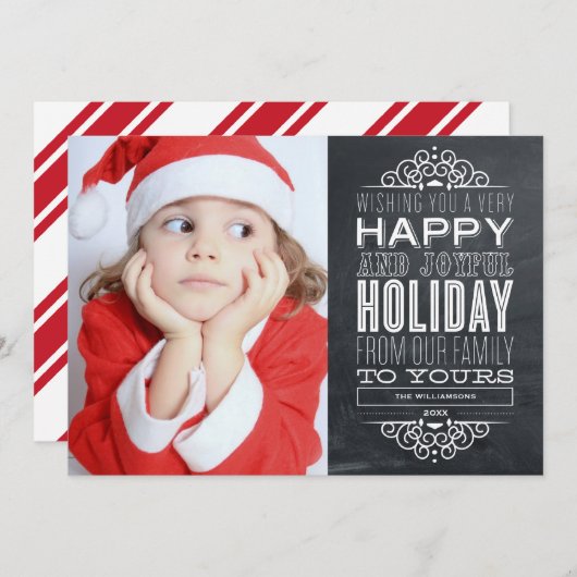 ヴィンテージの黒板%PIPE%の休日の写真カード シーズンカード (正面/裏面)