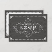 ヴィンテージの黒板R.S.V.P.カード 出欠カード (正面/裏面)