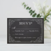 ヴィンテージの黒板RSVP 出欠カード (スタンド正面)