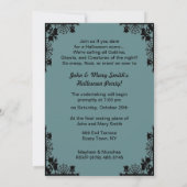 ヴィンテージの黒猫がフェンスのハロウィン 招待状 (裏面)