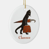 ヴィンテージの黒猫のクリスマスのオーナメントのテンプレート セラミックオーナメント (右)