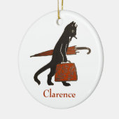 ヴィンテージの黒猫のクリスマスのオーナメントのテンプレート セラミックオーナメント (左)