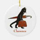 ヴィンテージの黒猫のクリスマスのオーナメントのテンプレート セラミックオーナメント (裏面)