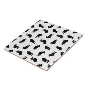 ヴィンテージの黒猫のパターンのカスタム背景色 タイル (側面)