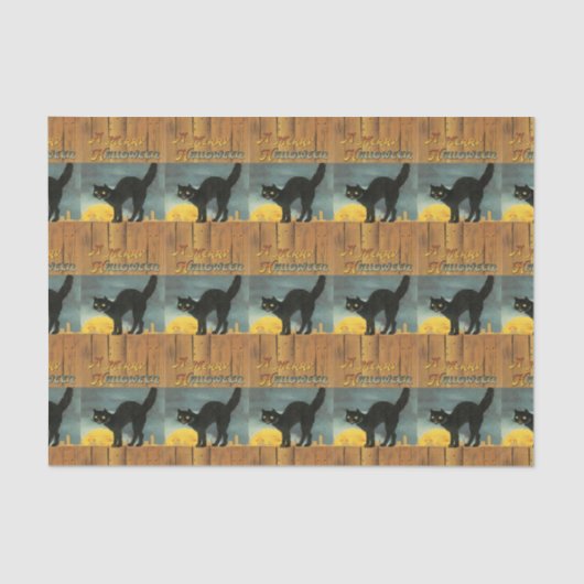 ヴィンテージの黒猫のフェンスティッシュペーパー 薄葉紙 (正面)