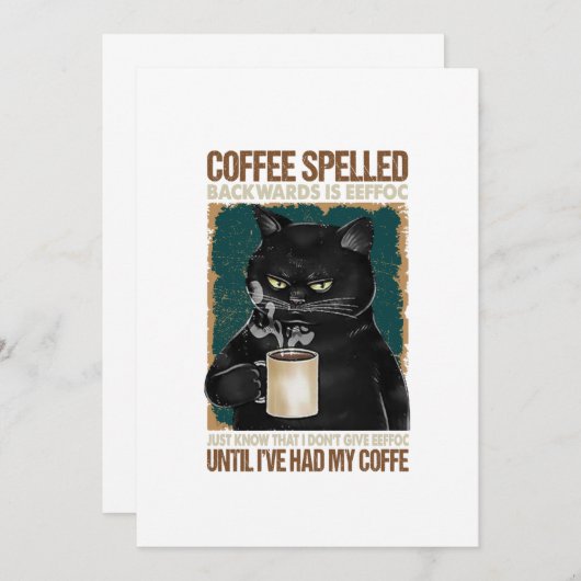 ヴィンテージの黒猫コーヒーが逆綴り セーブザデート (正面/裏面)