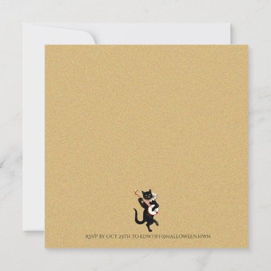 ヴィンテージの黒猫音楽とバンジョーの招待状 (裏面)