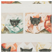 ヴィンテージの黒猫 ファブリック (クローズアップ)