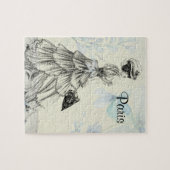 ヴィンテージの黒、青および白いパリ ジグソーパズル (横)