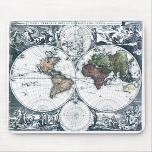 ヴィンテージの1658年のNicolao Visscherの世界地図 マウスパッド